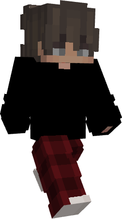 Frustrated Finn's Minecraft character in a black hoodie and red plaid pants